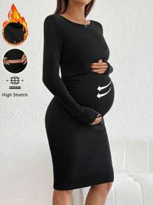 SHEIN Plain Round Neck Long Sleeve Simple Nursing Top, Casual Everyday Wear