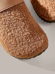 Solecia Fashionable Khaki Brown Fuzzy Strap Flats For Commuting, Shopping, Home, Holidays And Vacation For And Vibe And Spring Shoes Spring Break Easter - Brown - View 3