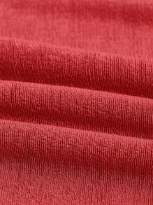 SHEIN ICON Women's Summer Fashion Solid Color Frill Neck Pleated Slim Fit Camisole - Red - View 3