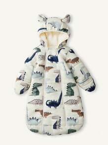 Cozy Pixies 1 件恐龙印花长袖婴儿外套睡袋，秋季保暖 - 彩色 - 查看 10