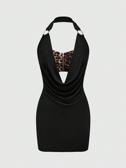 Kawaii Ensemble assorti top court à col ras-du-cou sexy et jupe avec imprimé léopard Y2K pour femmes