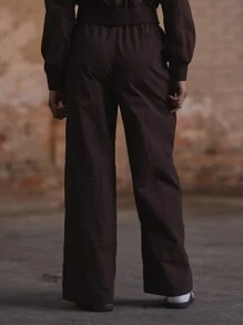 MUSERA Quần thể thao ống rộng thêu họa tiết size M, thích hợp cho kỳ nghỉ, sân bay, trang phục thường ngày mùa hè. - Cà phê nâu - Xem 4