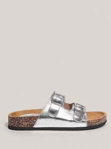 Solecia Woman Shoes Fashion Outdoor Versatile Silver Flat Sandals For Summer Vacation Shoes Summer Halloween Spring Shoes Spring Break Easter