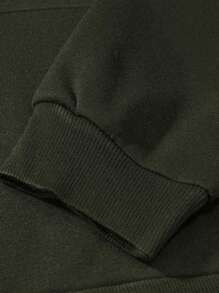 EURMUSE Conjunto de sudadera con capucha regular estampada con baloncesto para hombres - Verde militar - Ver 4
