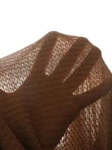 SHEIN Unity 女士纯色松紧腰休闲裤，日常穿着 - 棕色 - 查看 3