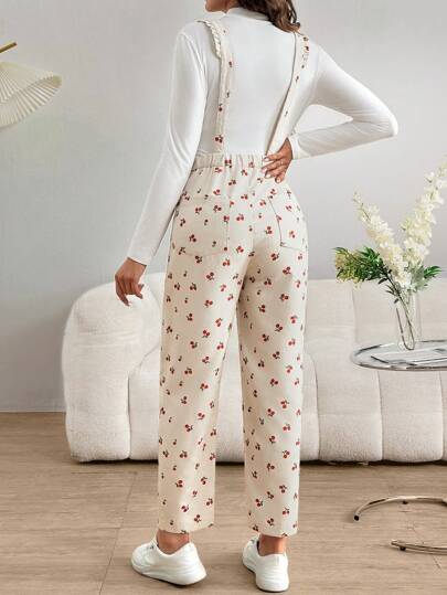 SHEIN Bộ đồ liền thân không tay xếp nếp hình trái tim cho bà bầu