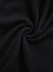 SHEIN Clasi Plus Embellished Blouse,Sparkling Rhinestones Knit Pullover Black,Autumn,Elegant,Formal,Dinner,Evening,Dazzling Decorative Design Fall Winter Top - Black - View 6