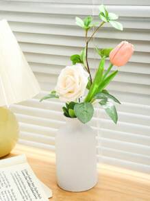 SHEIN 1 件花瓶，陶瓷花瓶餐桌装饰婚礼装饰北欧家居客厅装饰花瓶，现代装饰花瓶适用于乡村家居装饰，现代农舍装饰，家居装饰，花瓶，中心装饰，桌面装饰，派对装饰，圣诞装饰（两种尺寸可选）圣诞节适合节日送礼 - 白色 - 查看 5