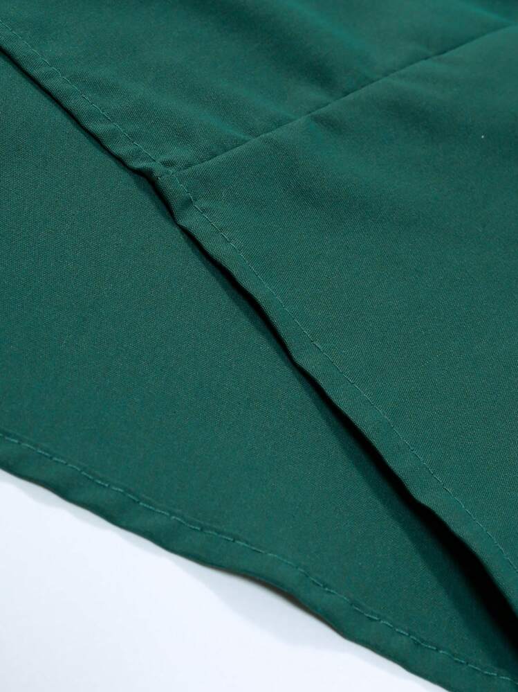 Manfinity Homme Conjunto de uniforme médico de unicolor con parte superior de cuello en V de manga larga y pantalones largos para hombres - Verde - Añade 6