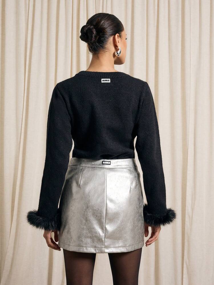 AiiRZ Y2K futuristischer metallischer Minirock