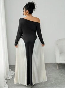 Flirla Đầm Maxi Dự Tiệc Tay Dài Cỡ Lớn Cho Nữ, Đầm Maxi Dự Tiệc, Trang Phục Cho Nữ, Váy Maxi Dự Tiệc, Đầm Maxi Dự Tiệc Cho Nữ, Đầm Maxi Dự Tiệc ... - Đen và trắng - Xem 2