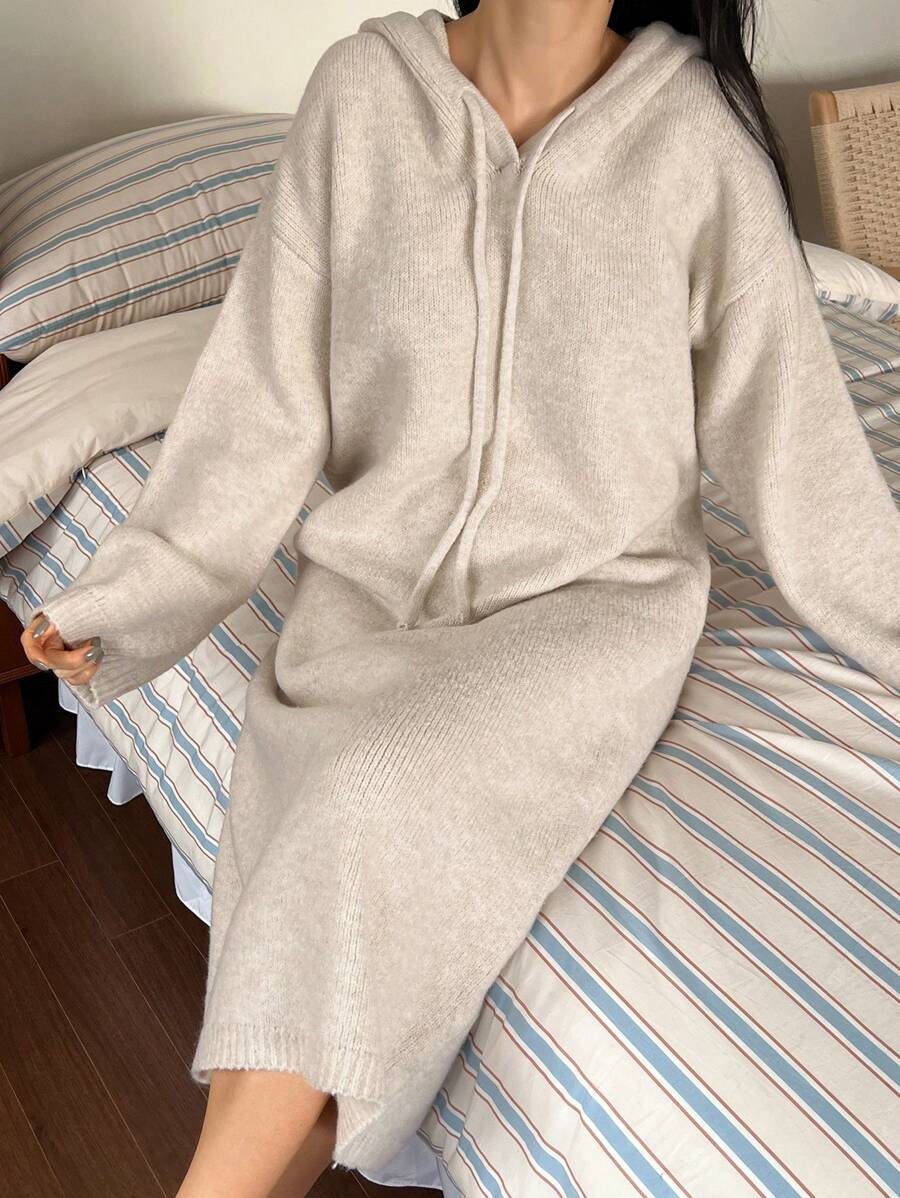 DAZY 针织连帽宽松休闲连衣裙秋冬睡衣