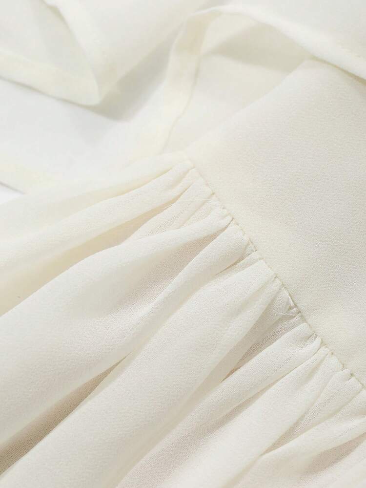 Women Stand Collar Pleated Ruffle Sleeve Mid-Calf Dress Prom Dress Sundress, Fall Clothes Long Sleeve Dress Wedding Women Dresses Elegant Women Dress