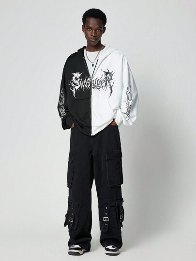 Grunge Punk Sweat-shirts zippés pour hommes