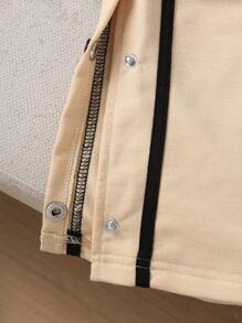 SHEIN Tween Boys Casual Straight Button-Front Sweatpants, Fashion Sports Long Trousers, Autumn/Winter - Apricot - View 5