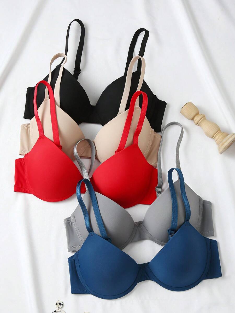 5 sztuk biustonoszy damskich w jednolitym kolorze, wygodnych, swobodnych, bez fiszbin