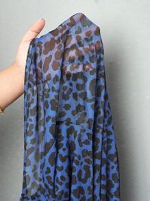 Slaydiva Women's Leopard Print Deep V-Neck Bell Sleeve Sexy Mini Dress