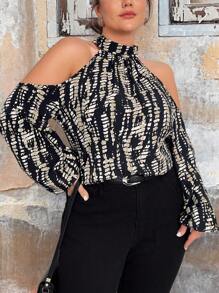 Calvaya 女士露肩花卉印花宽松休闲衬衫 - 彩色 - 查看 6