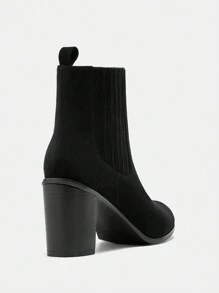 CUCCOO BIZCHIC Botines de tobillo versátiles de tacón alto con cremallera lateral de unicolor de moda para mujer, Día de San Valentín - Negro - Ver 5