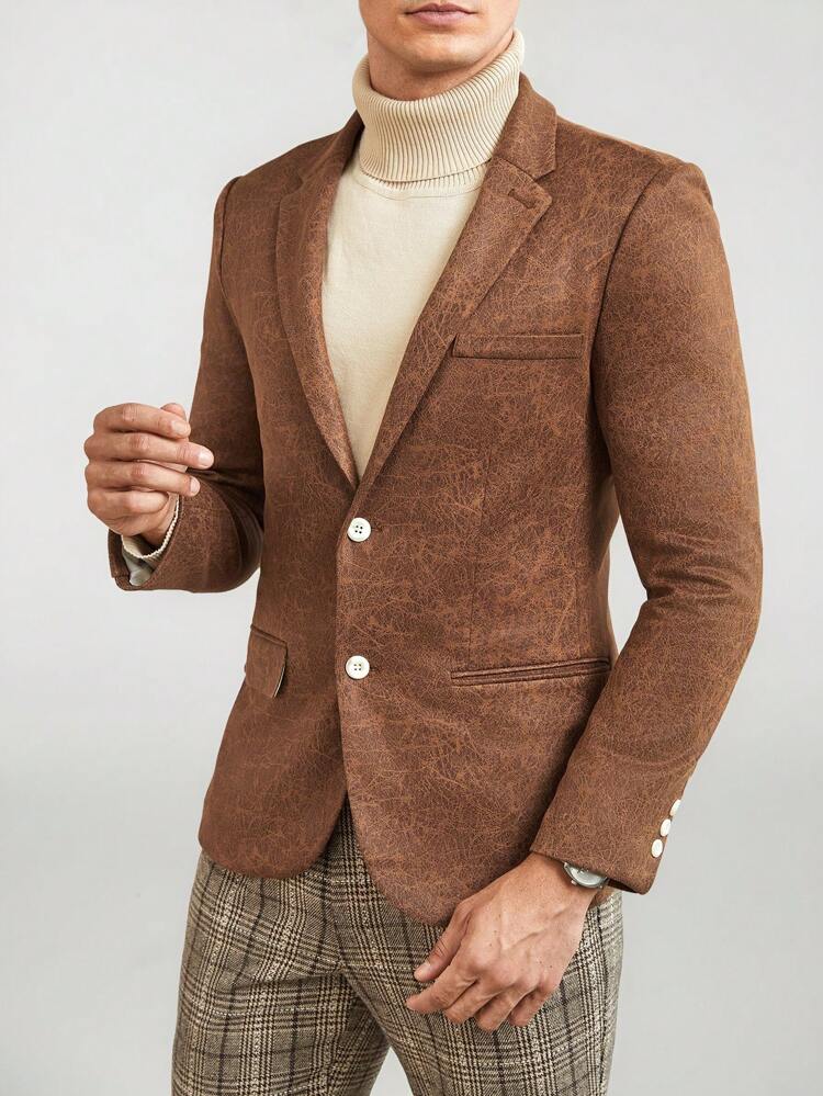 Men Lapel Neck Single Breasted Blazer