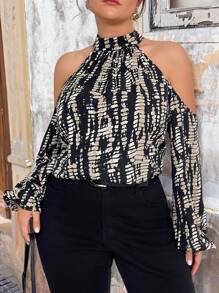 Calvaya 女士露肩花卉印花宽松休闲衬衫 - 彩色 - 查看 7