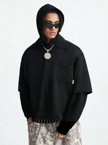 Manfinity VCAY Men's Loose Woven Printed English Letter Short Sleeve Shirt