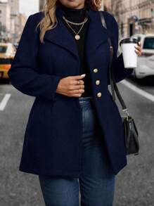 SHEIN Clasi 大码女式单排扣长袖优雅外套，秋冬