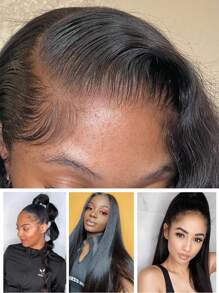 巴西原生人发预拔毛顶部发片，5x5英寸直发透明蕾丝发片，自然发际线 - SNatural - 查看 6