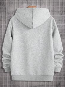 Manfinity Basics 男士宽松落肩抽绳连帽衫，休闲时尚，秋冬外出时尚浅灰色长袖连帽衫，适合朋友、丈夫、男朋友的礼物 - 灰色 - 查看 3