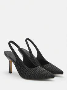 CUCCOO CURVES Plain Pointed Toe Simple Chunky High Heel Pumps, Casual Daily Wear Spring Shoes Spring Break Easter - Black - View 1