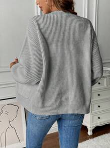 SHEIN LUNE 女式口袋撞色短开衫 - 灰色 - 查看 2