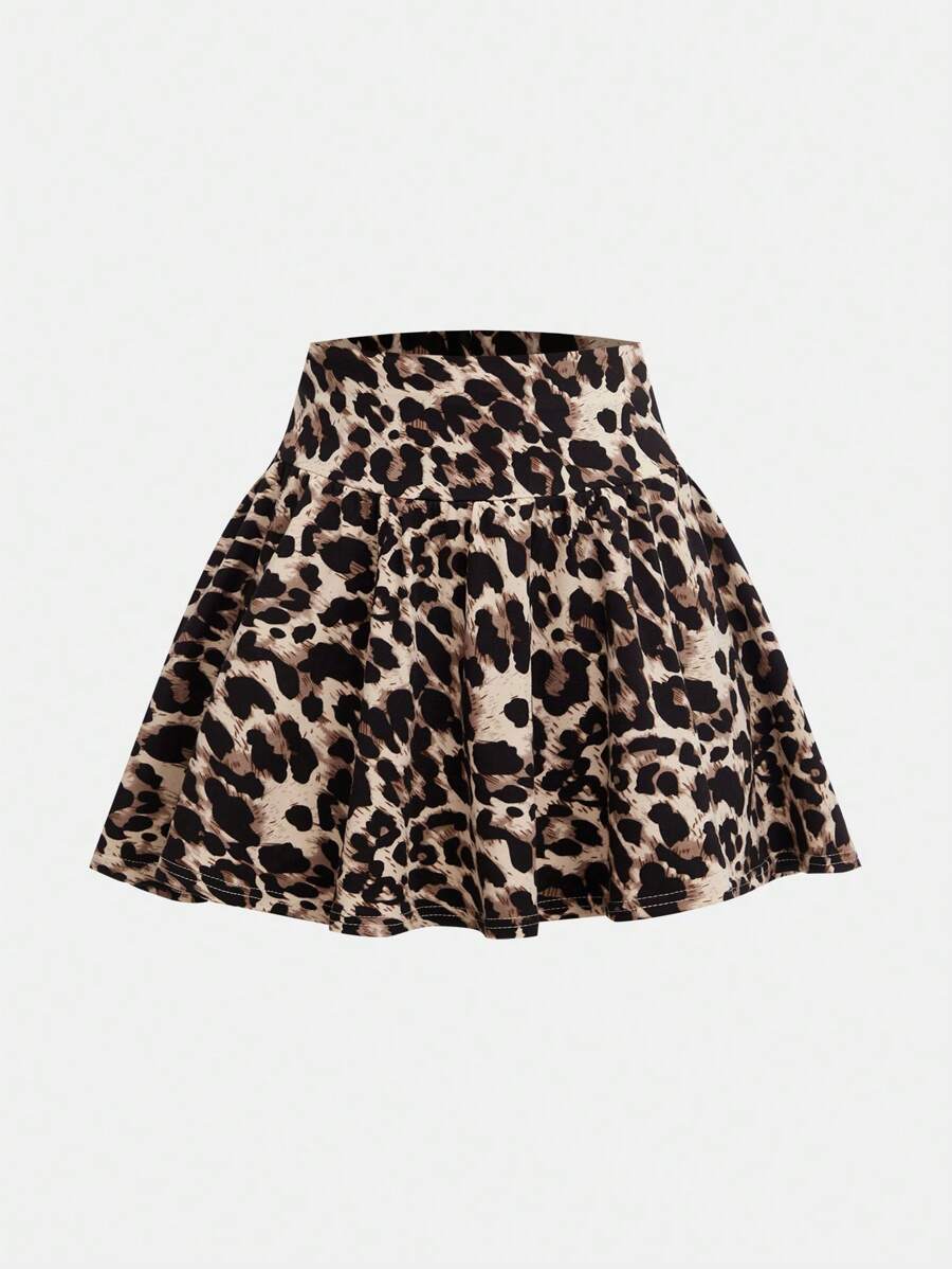 SHEIN Girlism Tween 女童休闲舒适抽绳腰部 A 字形开叉设计百搭裙子