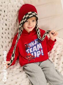 Jonge jongen (klein) Letter Print Eenvoudige Hoodie Sweatshirt