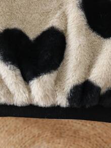 Baby Girl Sweatshirt, Pink Cute Heart Plush Warm Pullover Hoodie For School, Party, Outing, Gathering Etc., Autumn/Winter - Multicolor - View 3