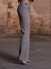 MUSERA Pantalones acampanados con hebilla de talle bajo, elegantes y con estilo chic de verano Y2K