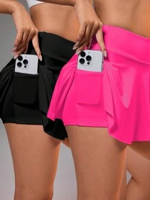 SHEIN 带衬里和口袋的女式裙子，适合羽毛球、网球、瑜伽、健身、跑步、马拉松 - 彩色 - 查看 5