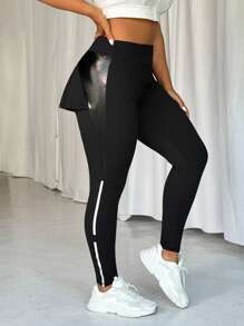 Easithlete Quần legging thể thao tập yoga thường ngày cho nữ cỡ lớn - màu đen - Xem 7