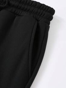 ROMWE MEN Street Life Conjunto de chándal para hombre (Sudadera suelta corta + Pantalones de chándal acampanados)