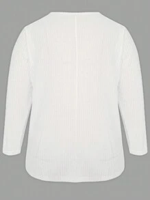 INAWLY Plus Half Zip Waffle Knit Tee