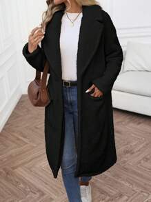 SHEIN LUNE Women's Casual Solid Color Thermal Lined Thicken Jacket, Everyday Basic Outerwear For Autumn/Winter