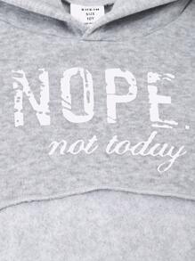 SHEIN 3 件套女孩青少年字母印花连帽运动衫 + 背心 + 阔腿裤，休闲运动装 - 灰色 - 查看 5