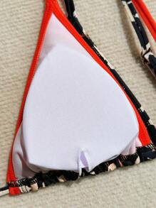 Swim Mod Leopard Print Triangle Halter Women Bikini Top Summer - Multicolor - View 3