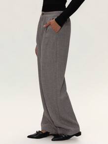 Forever 21 Quần kaki trơn màu đi làm thường ngày/công sở/phong cách quý tộc/dạo chơi thời trang/quần ống đứng dệt kim vải chéo ấm áp mùa thu đông/quần nữ mùa đông - màu nâu - Xem 4