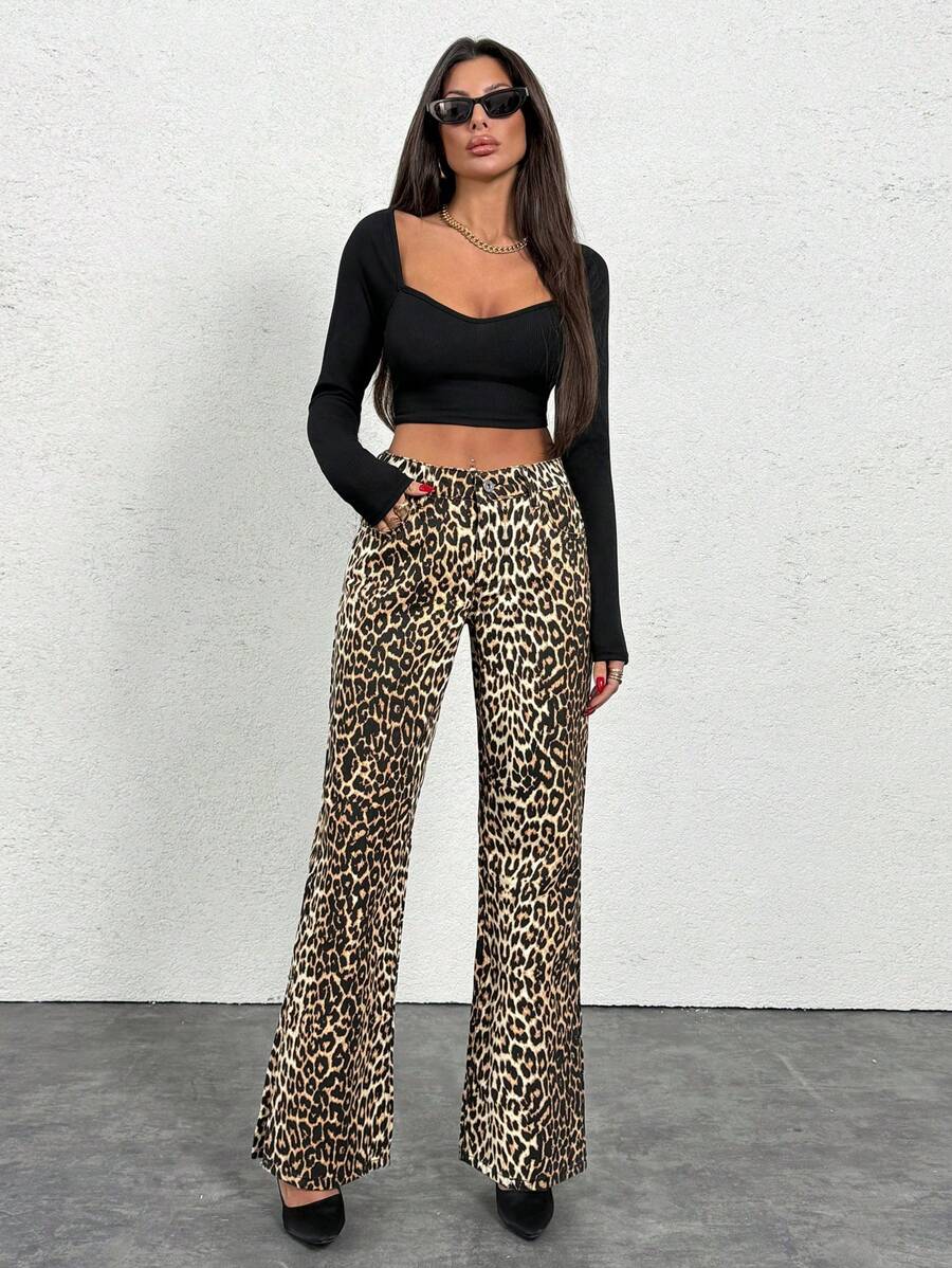 EURMUSE Gerade Jeans mit niedrigem Bund, Schlitz am Saum, einfach modisch für den täglichen Lässig Stil