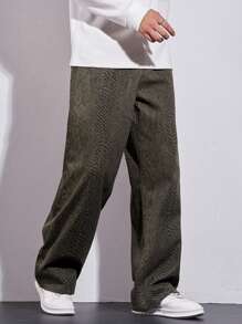 Manfinity Hypemode Pantalones vaqueros de pierna ancha con bolsillo y estampado de piel de serpiente en corte holgado para hombre - Multicolor - Ver 5