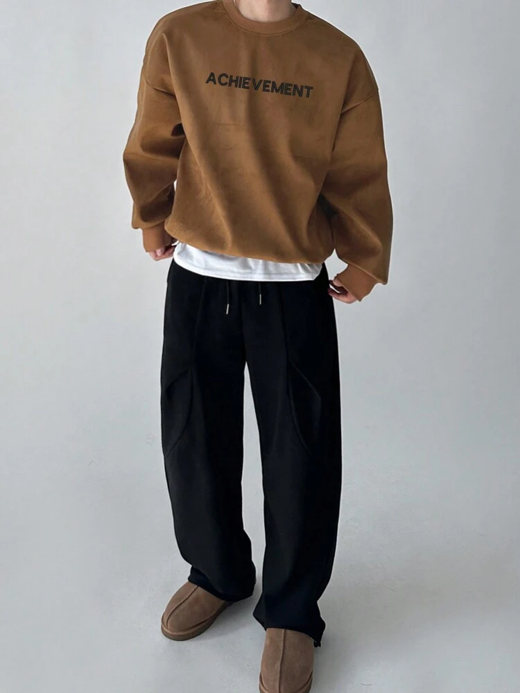 Men's Casual Letter Print Pullover Sweatshirt, Autumn/Winter