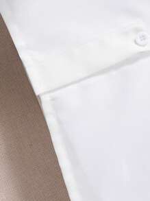 SHEIN Áo cánh dài tay cài nút phía trước màu trơn cho bé gái tuổi mới lớn, mặc hàng ngày - trắng - Xem 11