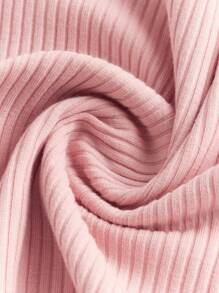 SHEIN Tween Girls' Nova Store Knit Crew Neck Fluffy Long Sleeve Dress - Pink - View 3