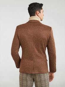 Manfinity VCAY 男士西裝領單排釦西裝外套 - 卡其色 - 查看 4