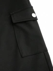 EMERY ROSE 大码女式时尚纯色口袋设计紧身裤 - 黑色 - 查看 6